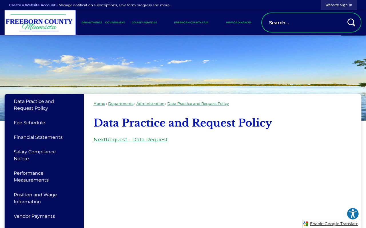 Freeborn County active warrant records data practices policy