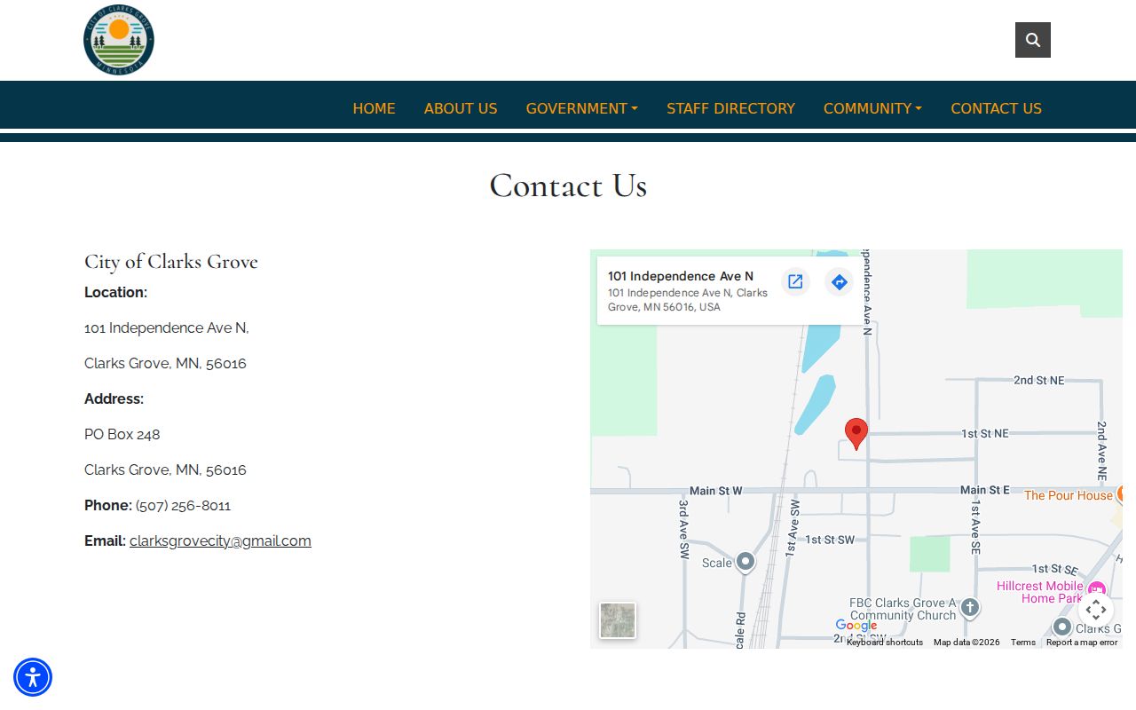 Clarks Grove warrant records city contact page