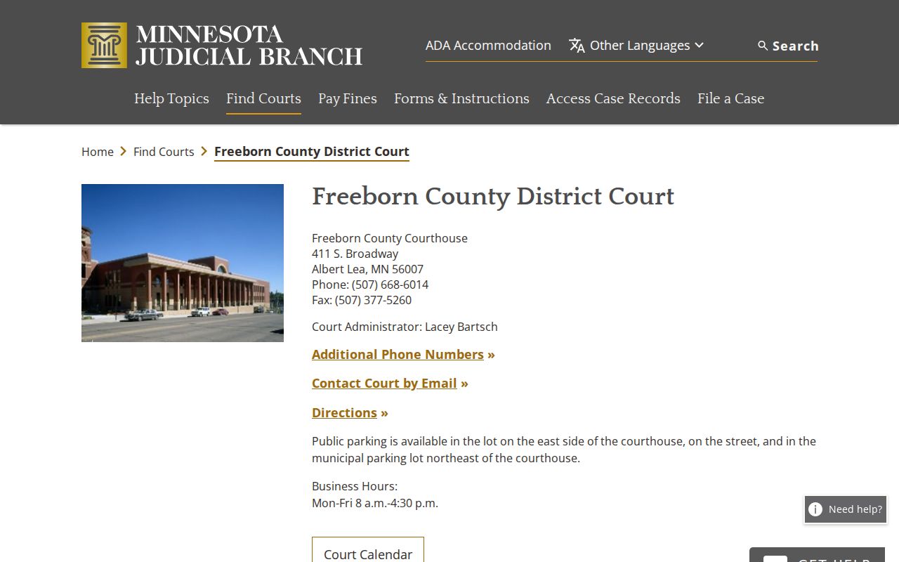 Freeborn County warrant records district court page